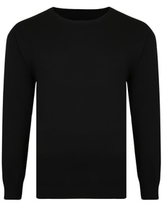 Bigdude Plain Crew Neck Knitted Jumper Black